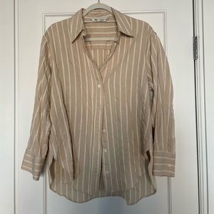 Zara Striped Oversized Button Down Shirt (XS)